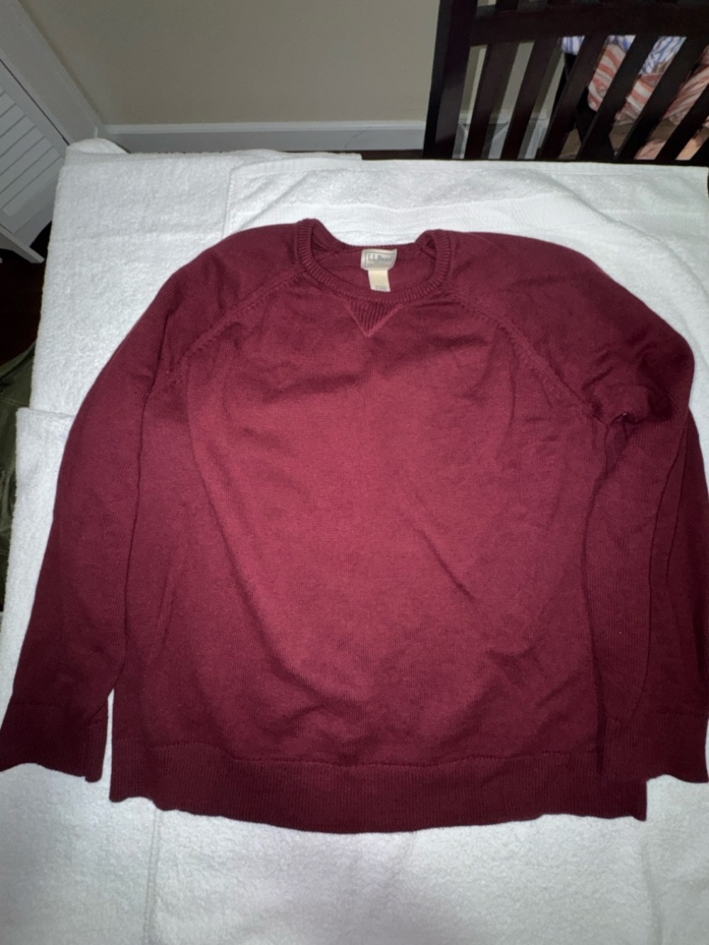 L.L. Bean Men's Cotton Cashmere Crewneck Sweater Burgundy 3XL